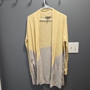 INC International Concepts Yellow and Gray Color-Block Cardigan